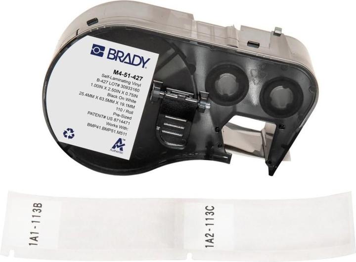 Brady M4-51-427, self-laminating vinyl, white/transparent, 25.40 x 19.05(63.50) mm, permanent (2.54 cm)