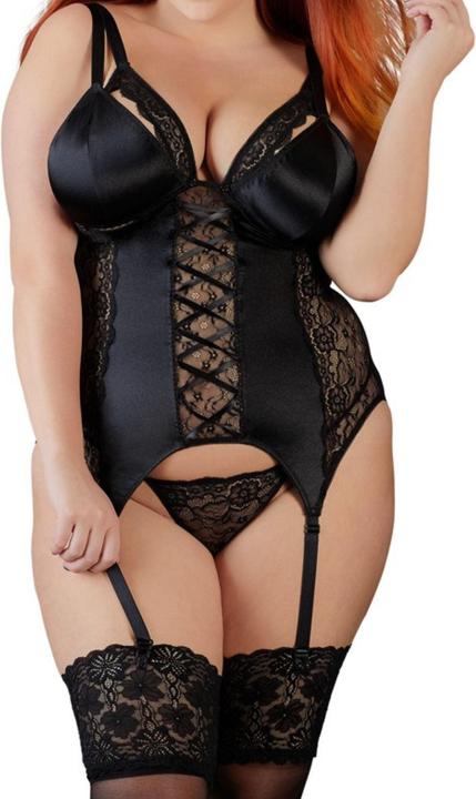 Produktbild Cottelli Collection Strapshemd Aus Powernet Und Spitze, Abknöpfbare Cups (XL)