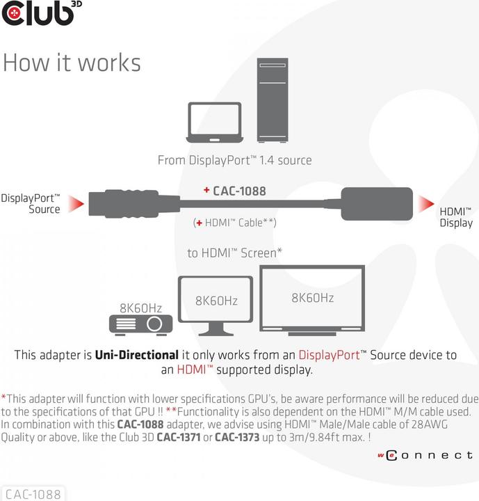 Produktbild Club 3D DisplayPort zu (HDMI, 2.25 cm)