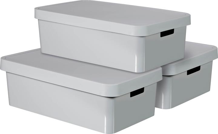 Actual product image Curver Set of 3 INFINITY Box with lid 30L light grey (39 cm, 30 l, 3x)