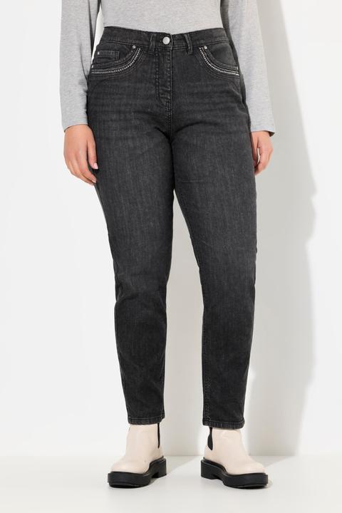 Immagine prodotto Ulla Popken Mom jeans con taglio della gamba ampio, rivetti e cintura comoda (42)
