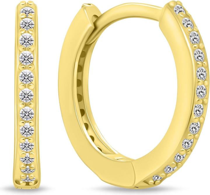 Actual product image Brilio Silver - Glittering gold-plated earrings rings EA159Y - Diameter: 2.2 cm