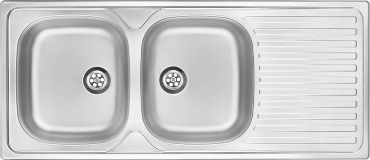 Image du produit No Name Évier 2 bacs en acier avec égouttoir (Évier encastré avec égouttoir, 116.50 cm, 50 cm)