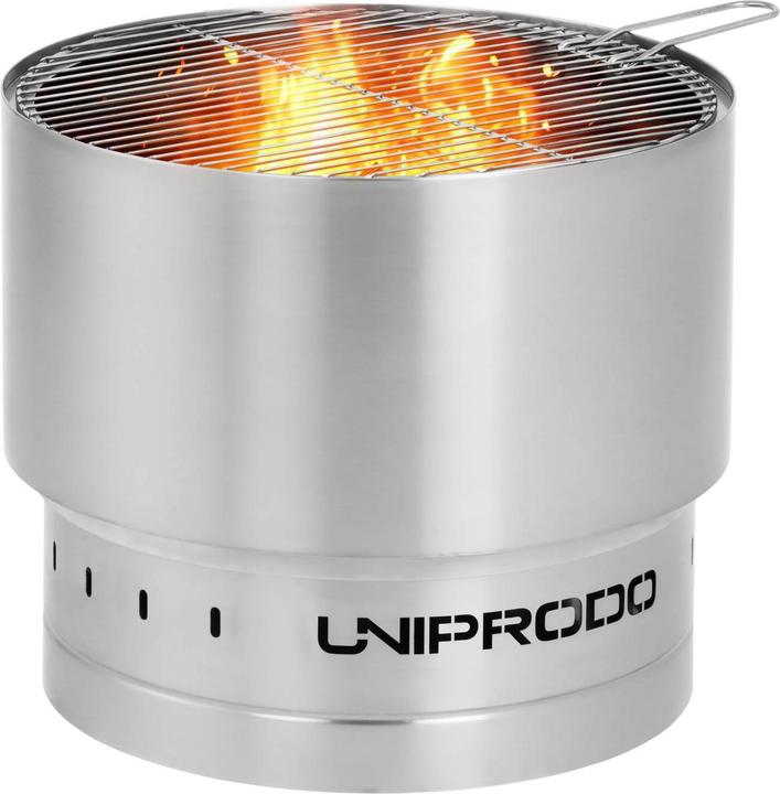 Produktbild Uniprodo Feuerschale Edelstahl 55x55x48 cm mit Grillrost & Aufbewahrungstasche Feuerkorb (55 cm)