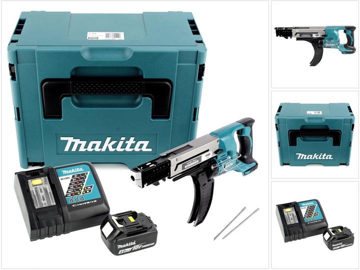 Produktbild Makita DFR 750 RM1J Akku Magazinschrauber 18V 45-75mm + 1x Akku 4,0Ah + Ladegerät + Makpac (Akkubetrieb)