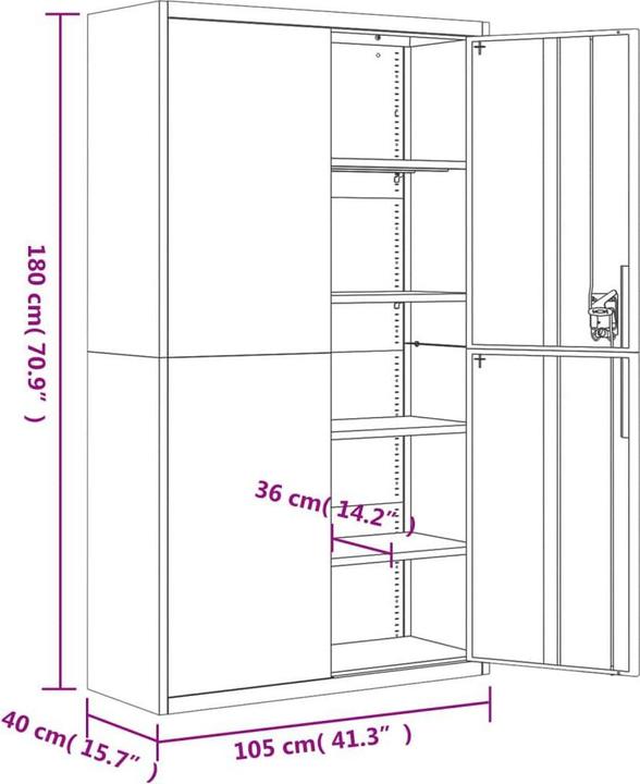 Image du produit vidaXL Aktenschrank (105 x 40 x 180 cm)