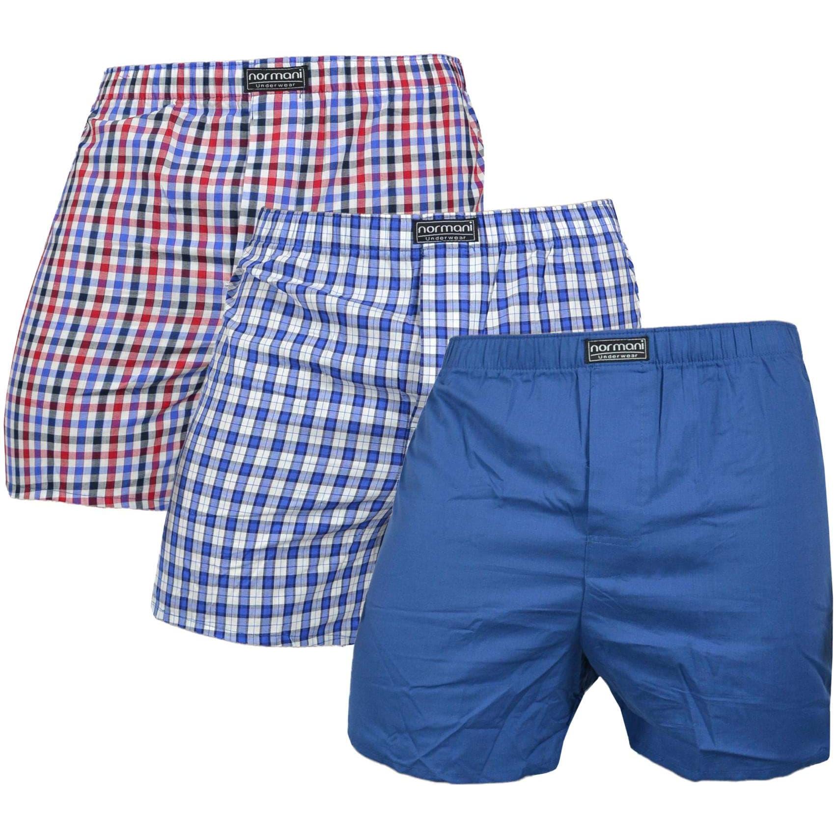 Normani, Herren, Unterhosen, 3 Stück Herren Web Boxershorts, Blau, (S, 3er Pack)