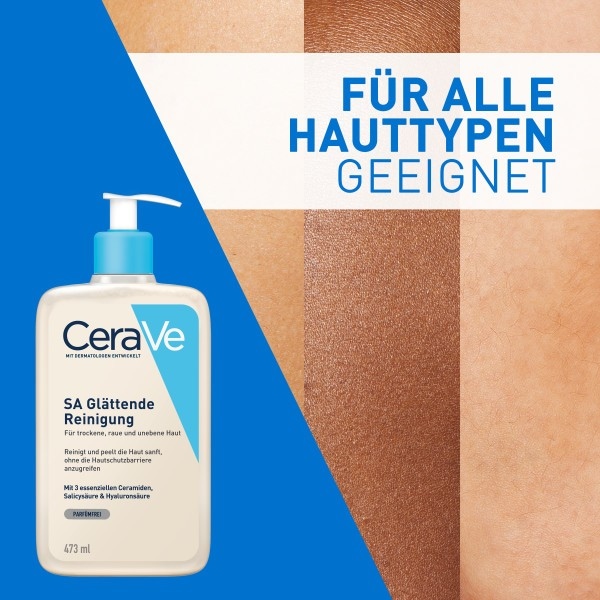 Produktbild CeraVe SA Glättende Reinigung: mildes Reinigungsgel für Gesicht und Körper bei trockener Haut (Gel, 473 ml)