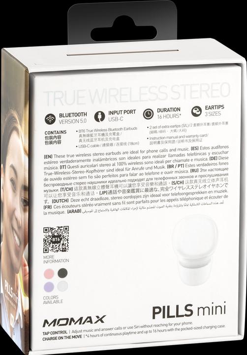 Produktbild Momax Audio PILLS MINI Bluetooth Earbuds (5 h, Kabellos)