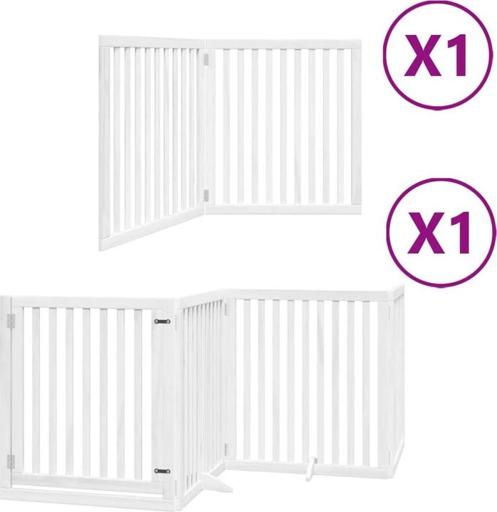 Produktbild vidaXL Hundetor mit Tür Faltbar Absperrgitter Hunde Schutzgitter 6-tlg. Holz (6 cm)