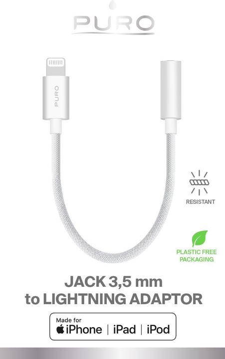 Actual product image Puro Lightning adapter to headphone jack 3.5 mm, 15cm (Lightning, 3.5mm jack)