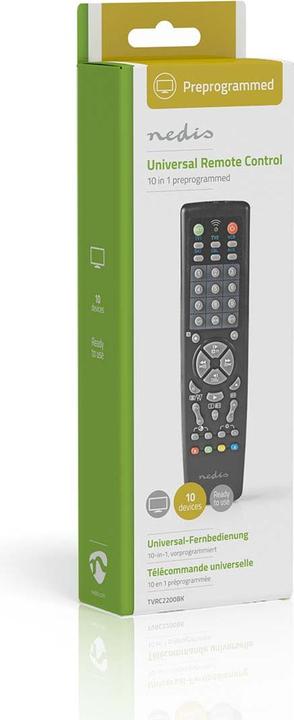 Produktbild Nedis Universal-Fernbedienung Vorprogrammiert 10 Geräte Speichertasten/TV Guide-Taste Infrarot Schwa (Universal Fernbedienung, Infrarot)