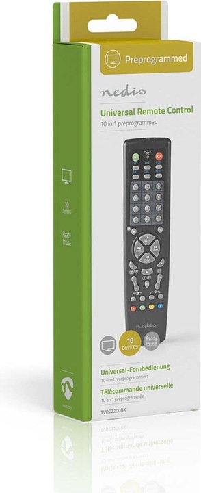 Produktbild Nedis Universal-Fernbedienung Vorprogrammiert 10 Geräte Speichertasten/TV Guide-Taste Infrarot Schwa (Universal Fernbedienung, Infrarot)