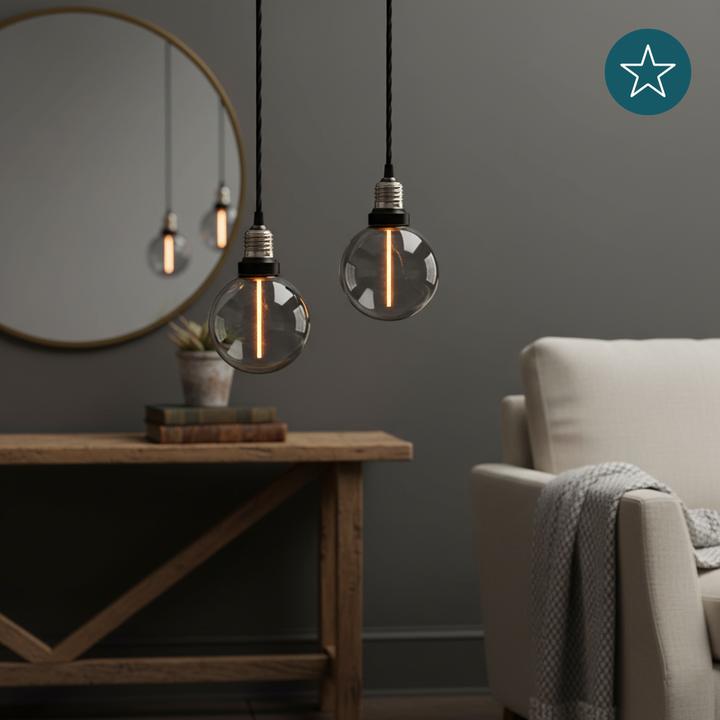 Produktbild Luxula LED-Filament-Lampe, Line Smoke Globe, E27, 2W, 40lm, 1800K (E27, 40 lm, 1x)