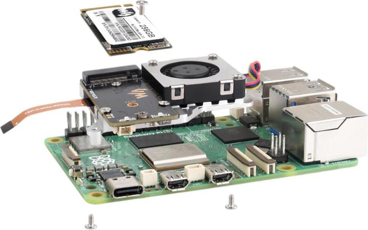 Produktbild WaveShare PCIe auf M.2 SSD Adapter mit Kühler (E) für Raspberry Pi 5