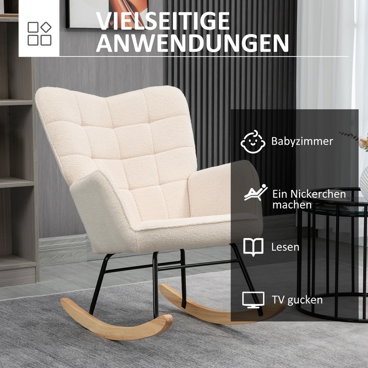 Produktbild Homcom Schaukelstuhl mit Armlehnen und Holzfüssen