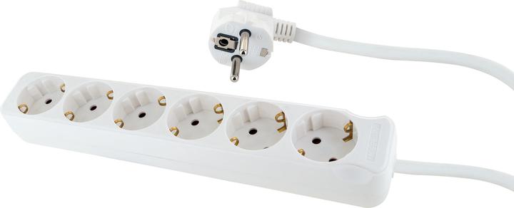 Produktbild Schwaiger Steckdosenleiste 6xSchuko, weiss (6 x, CEE 7/3, 1.40 m)