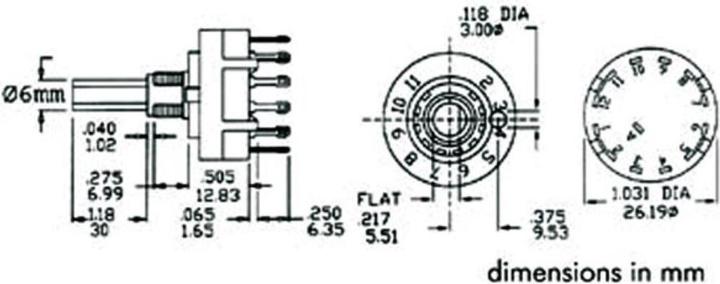 Actual product image Velleman Rotary Switch 1P 12 Positions Solder Connections