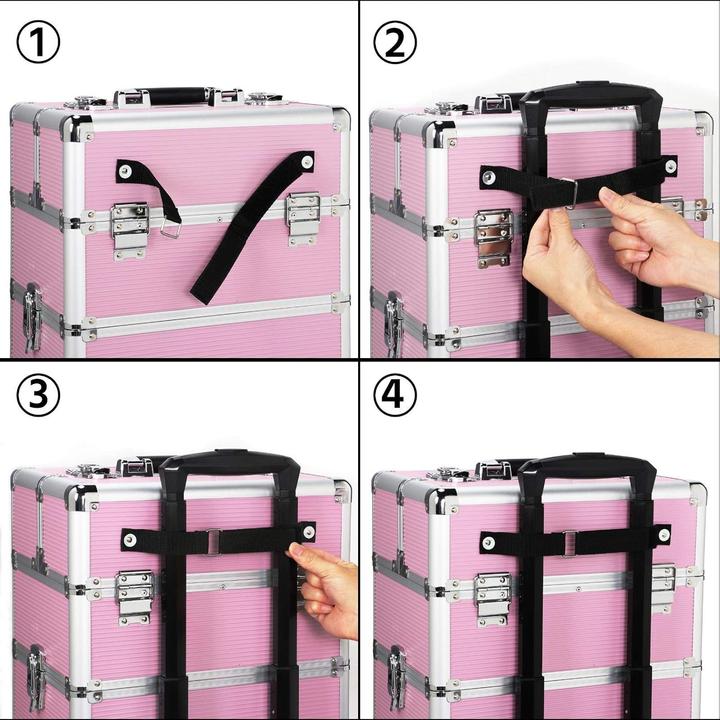 Actual product image Yaheetech Aluminium Cosmetic Case Trolley, Pink