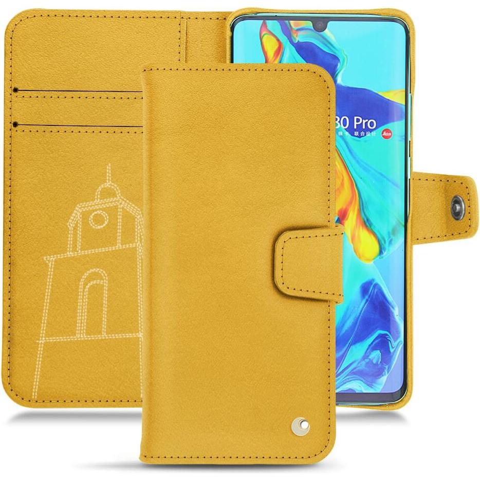 Noreve Lederschutzhülle Wallet (Huawei P30 Pro), Smartphone Hülle, Orange