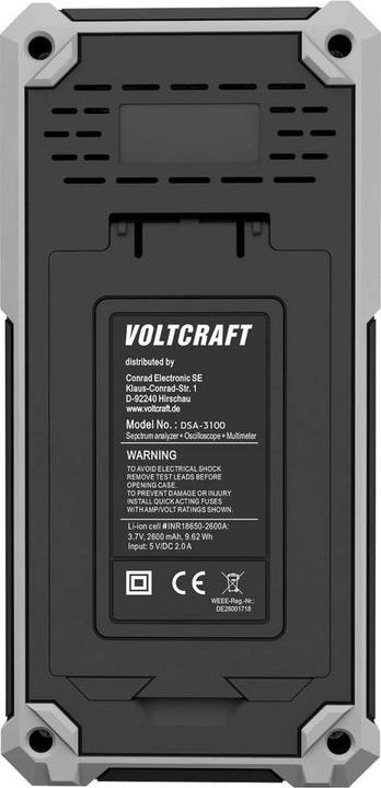 Actual product image Voltcraft DSA-3100 Hand-Oszilloskop 100 MHz 2-Kanal 500 MSa/s 8 kpts 8 Bit Hand (CAT II)