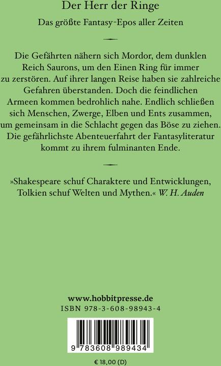 Produktbild Der Herr der Ringe. Bd. 3 - Die Rückkehr des Königs (Der Herr der Ringe. Ausgabe in neuer (Deutsch, J.R.R. Tolkien, Wolfgang Krege, 2026)