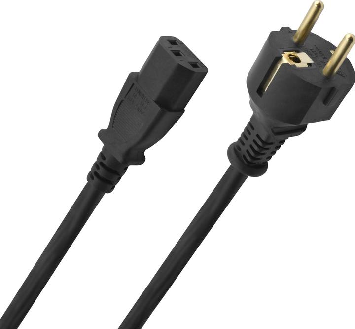 Actual product image Oehlbach Powercord C13/500 - 5m Mains Cable Schuko > IEC Connector Black (5 m)