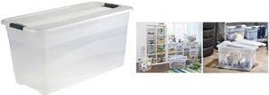 Produktbild keeeper Aufbewahrungsbox "cornelia", 83 Liter, transparent Box und Deckel: transparent / Clips: schwarz (83 l)