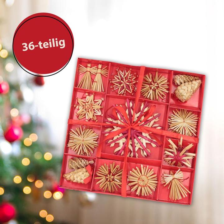 Produktbild Hermex Strohschmuck Strohdeko Strohsterne Strohbaumschmuck Strohengel Set