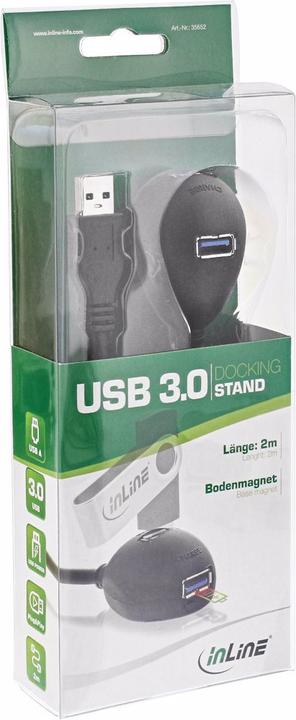 Actual product image InLine USB 3.0 extension A male / female black with stand 1m (1 m, USB 3.2 Gen 1)