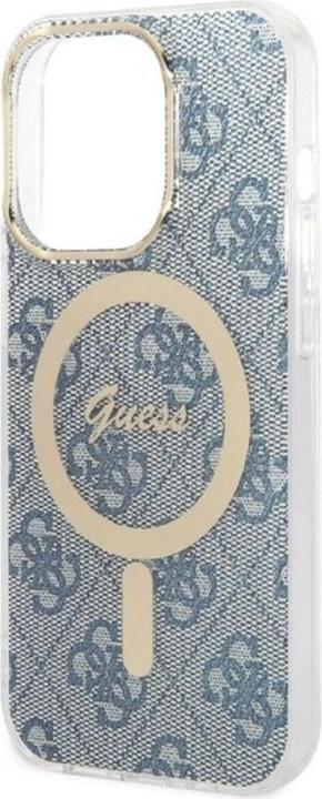 Produktbild Guess Zestaw GUBPP14LH4EACSB Case+ Charger iPhone 14 Pro 6,1" niebieski/blue hard case 4G Print MagS (Apple iPhone 14 Pro)