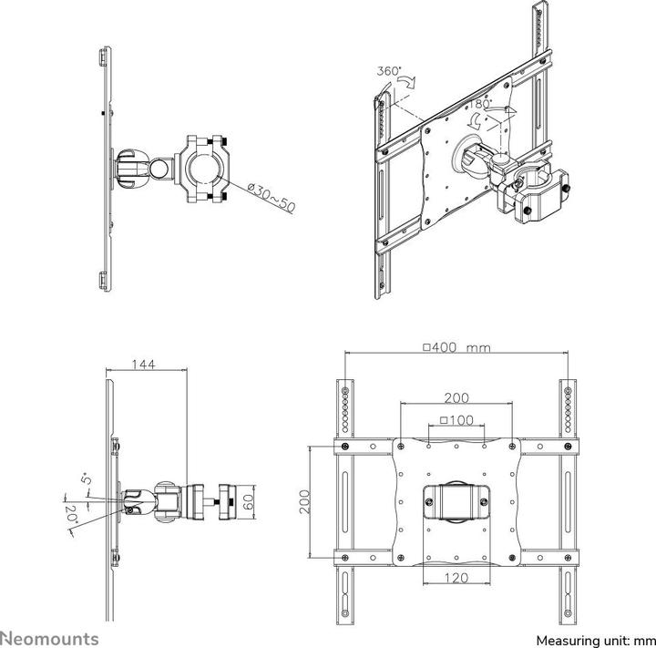 Produktbild Neomounts FPMA-WP440BLACK (Wand, 25 kg, 23" - 52")