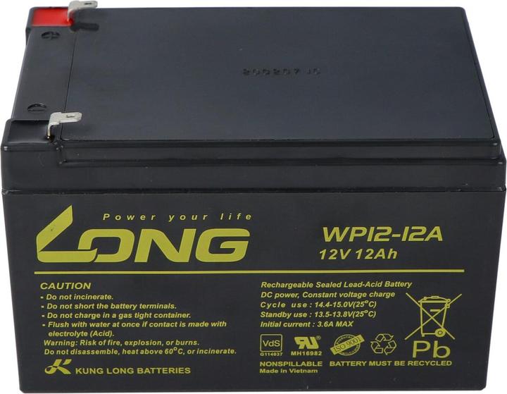 Actual product image Kung Long Akku WP12-12A F1 VdS, mit 4,8mm Faston Anschluss (12 V, 12 Ah)