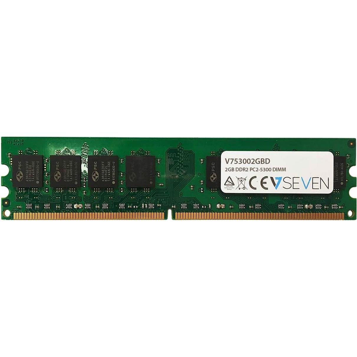 V7 V753002GBD (1 x 2GB, 667 MHz, DDR2-RAM, DIMM), RAM, Grün