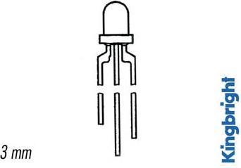 Image du produit Velleman L-115Wegw Led 3mm Rouge/Vert Blanc Diffusé 50Mcd