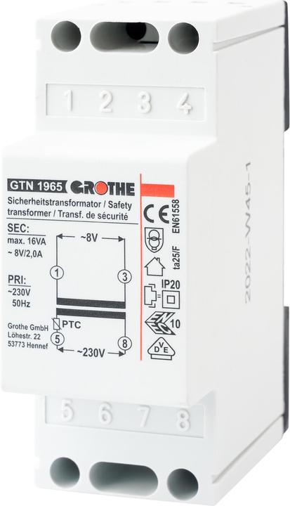 Grothe Klingel-Transformator 8 V/AC 2