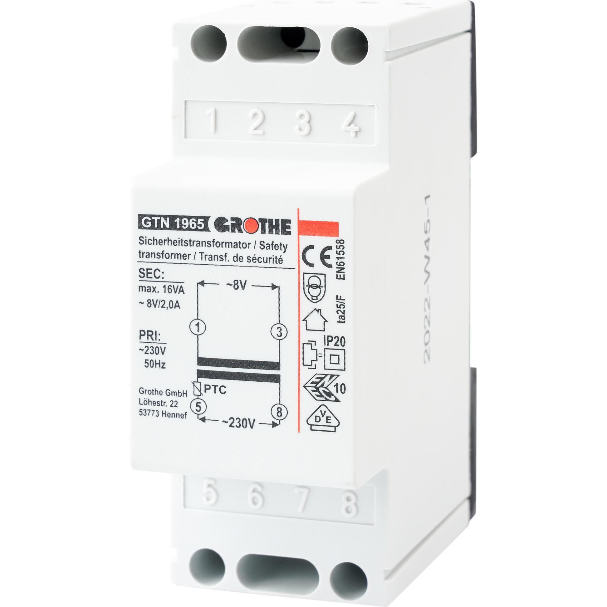 Grothe, Zubehör Gebäudesicherheit, Klingel-Transformator 8 V/AC 2