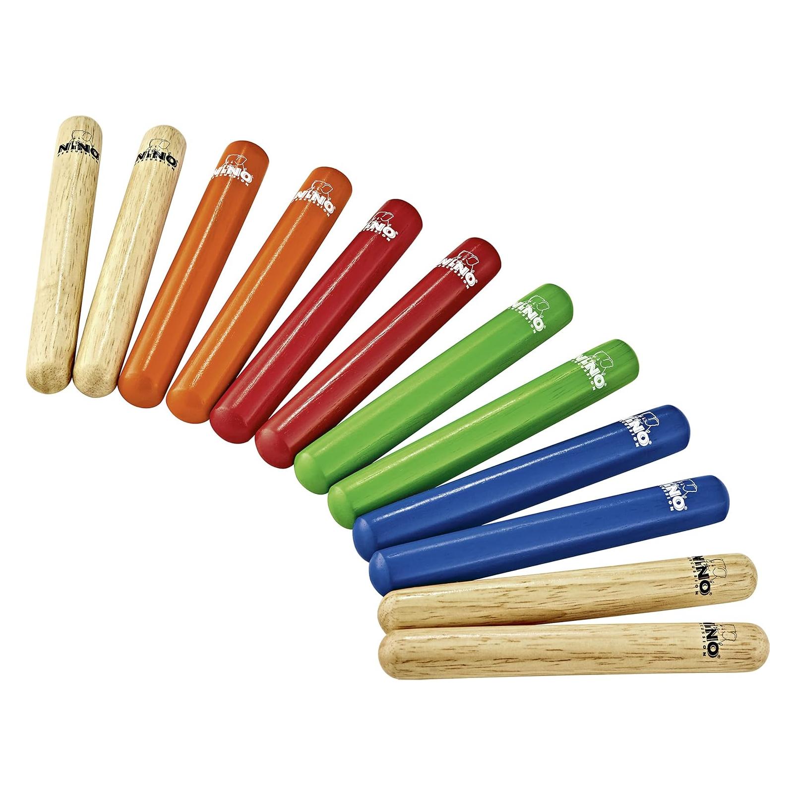 Nino Percussion Holzklanghölzer-Set Für Kinder (Claves), Perkussion, Mehrfarbig