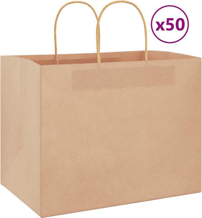 Produktbild vidaXL Kraftpapiertüten 50 Stk. mit Henkel Braun 32x22x24 cm Papiertüte (50 Stk.)