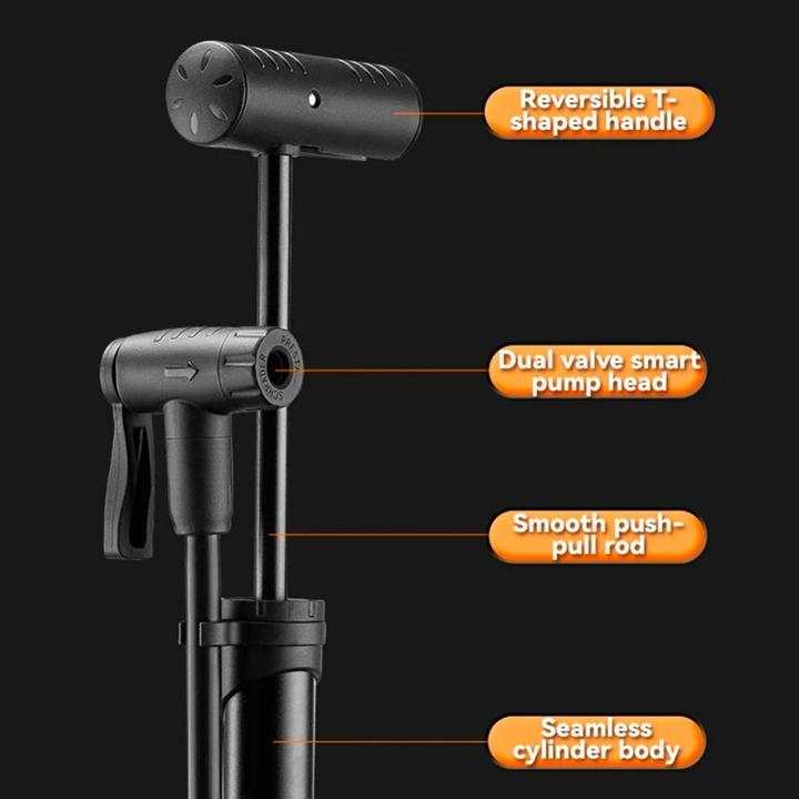 Produktbild Rockbros 42310006001 Fahrradpumpe mit Manometer – Schwarz