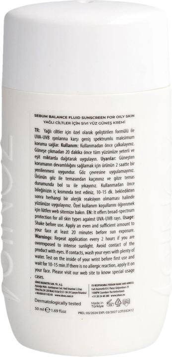 Actual product image Sinoz Liquid Sunscreen for Oily Skin (Suntan cream, SPF 50+, 50 ml)