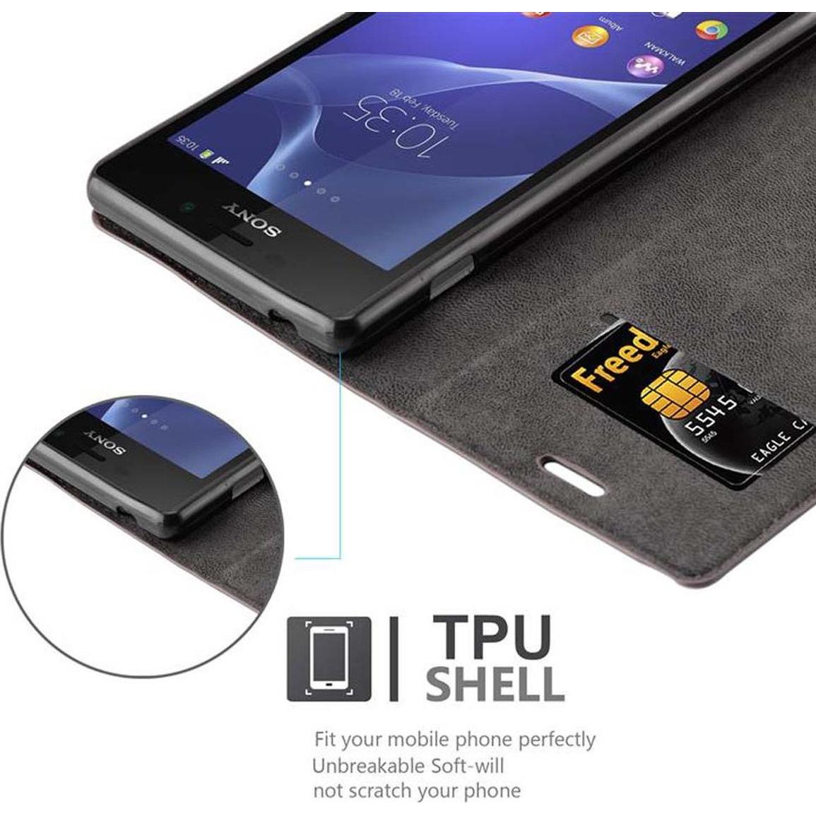 Thumbnail - Cadorabo Book Invisible Magnet Cover (Sony Xperia M2 Aqua), Smartphone Hülle, Braun