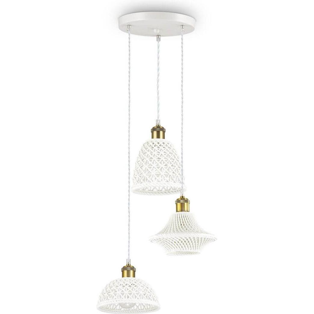 Ideal lux, Pendelleuchte, LUGANO Pendelleuchte E27 3-fach ⌀350mm dimmbar Weiss 206875 (E27)