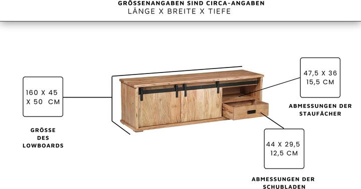 Image du produit SAM LIAN Baumkante massiv Akazie (160 x 45 x 50 cm)