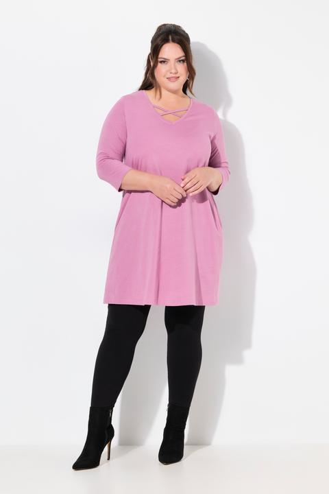 Produktbild Ulla Popken Longshirt, Zierbänder, A-Linie, V-Ausschnitt, 3/4-Arm (46, 48)
