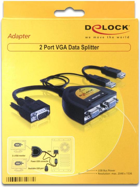 Produktbild Delock VGA Splitter 2-Port, USB-Strom