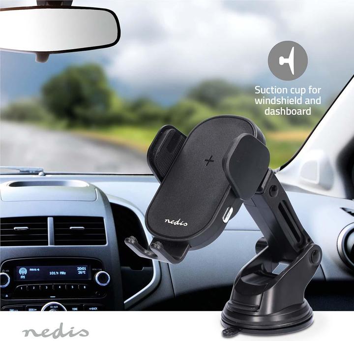 Produktbild Nedis Funk-Kfz-Ladegerät | Qi zertifiziert | 7.5 / 10 / 15 W | 1.5 / 1.67 / 2 A | 1.00 m | FOD / Übe