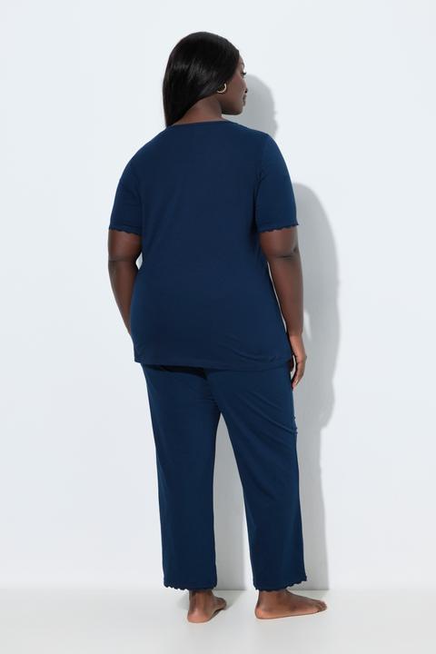 Produktbild Ulla Popken Pyjama, Spitze, V-Ausschnitt, Halbarm (50, 52)