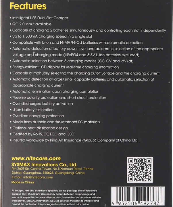 Image du produit Nitecore Chargeur USB UM2 (1 pcs, 14500, 16340, 18650, 26650, Chargeurs sans batterie)