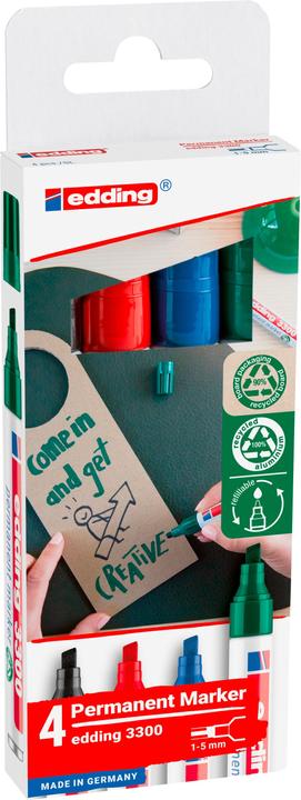 Immagine prodotto Edding Marcatore permanente 3300 (Verde, Blu, Nero, Rosso, 5 mm, 4 x)